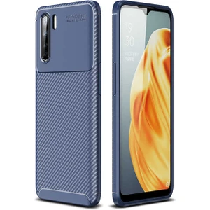 Oppo Reno 3 Uyumlu Kılıf Karbon Armor Serisi, Ultra Dayanıklı ve Esnek Slim Fit Karbon Görünümlü Silikon