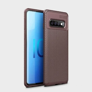 Samsung Galaxy S10 Uyumlu Kılıf Karbon Armor Serisi, Ultra Dayanıklı ve Esnek Slim Fit Karbon Görünümlü Silikon
