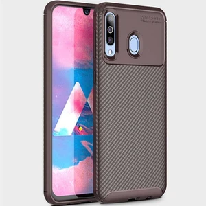 Samsung Galaxy M30 Uyumlu Kılıf Karbon Armor Serisi, Ultra Dayanıklı ve Esnek Slim Fit Karbon Görünümlü Silikon