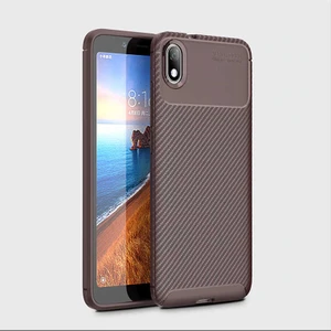 Xiaomi Redmi 7A Uyumlu Kılıf Karbon Armor Serisi, Ultra Dayanıklı ve Esnek Slim Fit Karbon Görünümlü Silikon