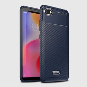 Xiaomi Redmi 6A Uyumlu Kılıf Karbon Armor Serisi, Ultra Dayanıklı ve Esnek Slim Fit Karbon Görünümlü Silikon