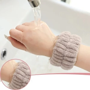 2 Adet Sütlü Kahve Süper Soft Havlu Bilek Yıkama Bandı Sporcu Spa Bileklik