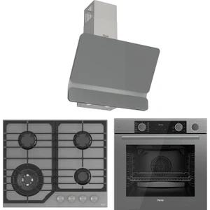 Steamart Nt Asimetrik Serisi Gri Ankastre Cam Set (D082+NT028+XE64CPR)