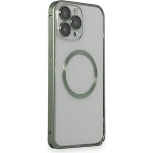 Apple iPhone 13 Pro Max Kılıf Kamera Lensli Metal Çerçeve Bumper Kilitli Kapak