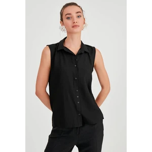 Sıfır Kol Yakalı Önden Düğmeli Bluz