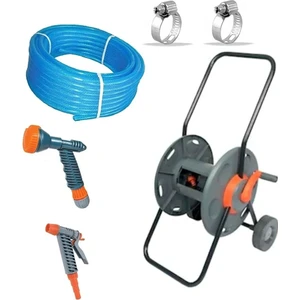 Toptancı Amca Üzümcü Hortum Sarma Makara Arabası Fıskiye Lens Tabanca 20 M Örgülü Bahçe Hortumu Seti