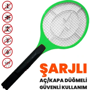 Güncel Çarşı Şarjlı Sinek Öldürücü Raket, Aç-Kapa Düğmeli Elektrikli Sinek Raketi, Güvenli Kullanım