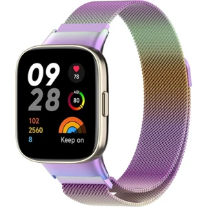 M.tk moveteck Xiaomi Redmi Watch 3 Uyumlu Metal Kordon Milano Loop Örgü Manyetik Mıknatıslı Renkli Bileklik