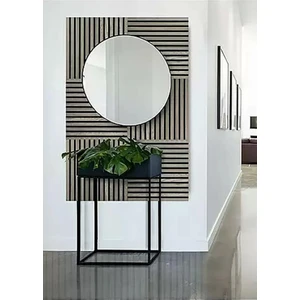 Renkli Duvarlar 50X50CM 1 Adet Gri Renk Akustik Panel 3mm Keçe ve 8mm Mdflam Salon Ofis Duvar Çıtası Paneli Soma