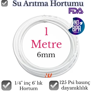 Su Arıtma Hortumu 1/4 Inç 6 mm 1 Metre