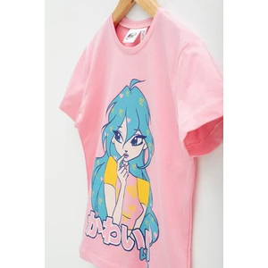 For You Kids 4'lü Winx Baskılı Tshirt Şort Pantolon Beyaz Takım