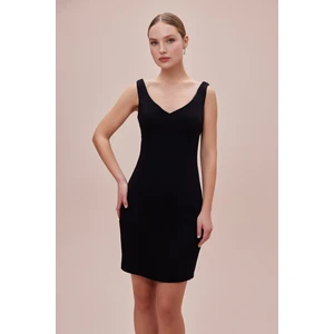 Oleg By Oleg Cassini Siyah Askılı Mini Jarse Elbise