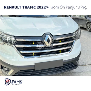Fams Otomotiv Renault Trafıc Krom Ön Panjur 3 Prç. 2022 Üzeri Paslanmaz Çelik