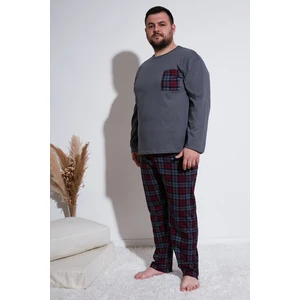 Pamuklu Regular Fit Büyük Beden Pijama Takımı Erkek Pijama Takımı 6572001B