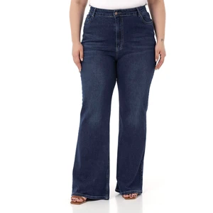 Disentis Modest Büyük Beden Yüksek Bel Ispanyol Paça Lacivert Denim Pantolon