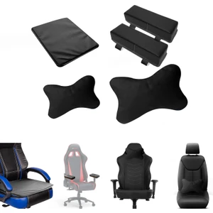 5in1 Oyuncu Koltuğu Ortopedik Oturma Seti Boyunluk Bel Destek Minder Kol Dayama AL4339 Siyah