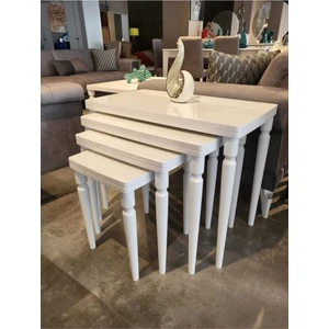 4lü Lüx Zigon Sehpa Full Beyaz