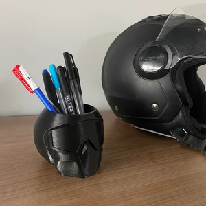 Root Made Dekoratif Kalemlik Motor Kaskı Şeklinde Kalemlik Masa Organizer Ofis Organizer Motorsiklet Aksesuar