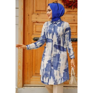 Neva Style Desenli Lacivert Tesettür Tunik 11690L