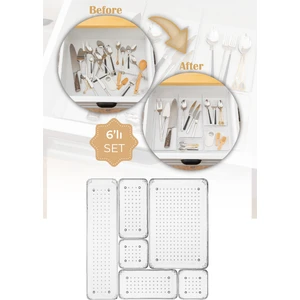 6lı Şeffaf Çekmece Içi Modüler Düzenleyici Organizer 2x( K.kare K.dkdrtgn) 1x(O.d.dkdrtgn)