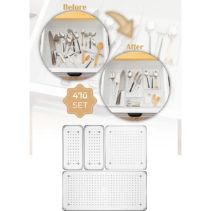 4lü Şeffaf Çekmece Içi Modüler Düzenleyici Organizer 2x(K.dkdrtgn) 1x(B.dkdrtgn B.kare)