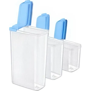 Vos Versa 3lü Dikey Mavi Şeffaf Erzak Saklama Kabı Seti 2400 x 1700 x 1200 ml VVHM0002