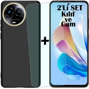 M.TK Moveteck Realme 11 4g Kılıf Kamera Korumalı Soft Yumuşak Silikon + 9h Tempereli Nano Cam 2'li Set Ekran Camı ve Kılıf