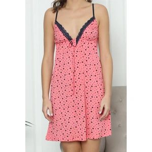 Kadın Tunik Gecelik Ip Askılı Viskon Likrali Pembe