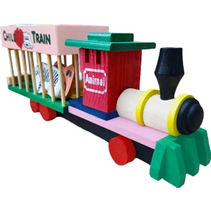 Eğitici Ahşap Oyuncak | Çiftik Hayvanlı ve Tangram Oyunlu Ahşap Tren Oyun Seti