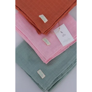 3’lü Pamuk Müslin Örtü Seti Kız Bebek 2 (Pembe, Tarçın ve Nil 3 Adet 75X85 CM )