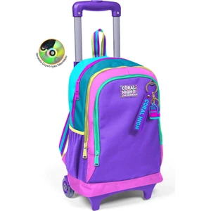Coral High Kids Pembe Pastel Renkli Üç Bölmeli Çekçekli Okul Sırt Çantası
