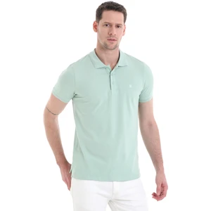 Yeşil Regular Fit Düz 100% Pamuklu Polo Yaka Tişört