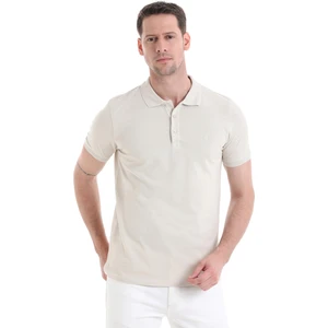 Bej Regular Fit Düz 100% Pamuklu Polo Yaka Tişört