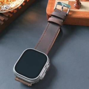 Apple Watch Hakiki Deri Kordon 38MM 40MM 41MM Seri 3 4 5 6 7 Se 8 9 Uyumlu Hakiki Deri Kayış Kahverengi