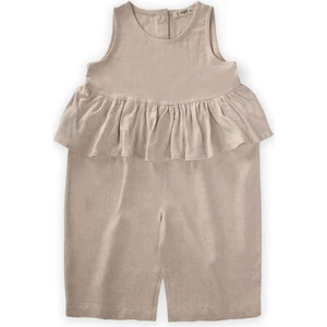 Beli Volanlı Keten Tulum 2-7 Yaş Naturel