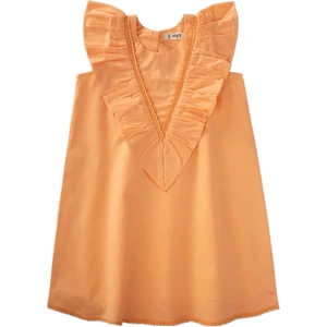 Etek Ucu Ve Arkası Dantelli Elbise 2-7 Yaş Kavuniçi