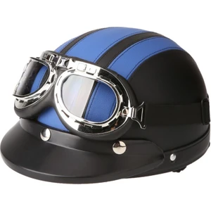Motorcycle Scooter Open Face Half Leather Helmet With Visor Uv (Yurt Dışından)