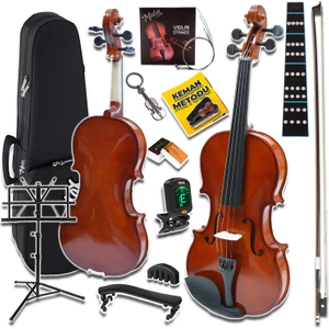Midex CVL-744-NTYS Profesyonel 4/4 Full Keman Seti (Yastık Nota Sehpası Tuner Susturucu Reçine Çanta Tel Yay)