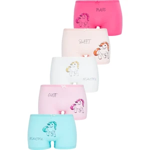 Kız Çocuk Boxer 5'li Paket Karışık Renk Baskılı Boxer