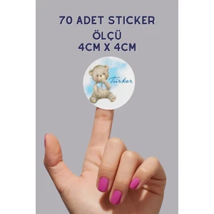 Netsan Etiket Isme Özel Hoşgeldin Bebek Etiketi Kuşe Kağıt Sticker 4X4CM 70 Adet