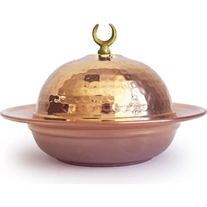 Turna Bakır Saka Yuvarlak Lokumluk 11 cm El Dövme Kırmızı TURNA5809-1