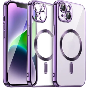 Apple iPhone 13 Kılıf Kamera Lens Korumalı Magsafe Şarj Kilifi Şeffaf Renkli Yumuşak Kapak