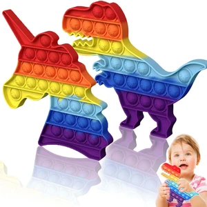 Popit Oyuncak Pop It Push Buble Fidget Unicorn ve Dinozor Popit Zihinsel ve Duyusal Stres 2 Li Set Oyuncak Popit popit oyuncak