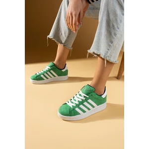Pembe Potin Bağcıklı Rahat Kalıp Şerit Detaylı Comfort Kadın Sneaker 001-1015-24