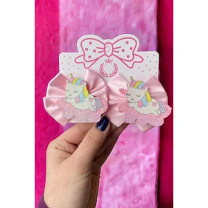 Kumsal's Kids Boutique Pembe Renk Ikili Unicorn Figürlü Çocuk Yan Toka