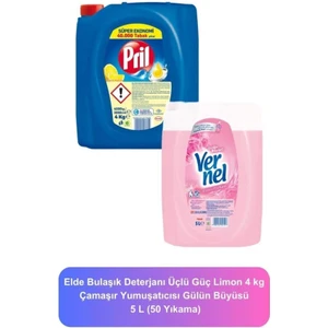 Çamaşır Yumuşatıcısı Gülün Büyüsü 50 Yıkama 5l Elde Bulaşık Deterjanı Üçlü Güç Limon 4 kg