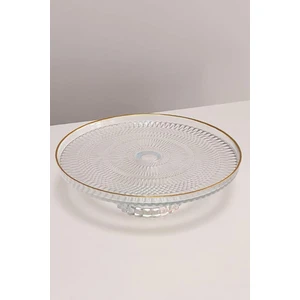 Ayaklı Cam Pasta Standı Gold Yaldızlı Servis Sunum Tabağı - Kek Standı - Sunumluk