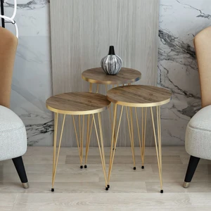 Mhrgroup Cma Çam Üçlü Zigon Sehpa,zigon Sehpa,gold Metal Ayaklı Zigon Sehpa,zigon Sehpa Seti