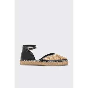 Siyah Deri Kadın Espadril