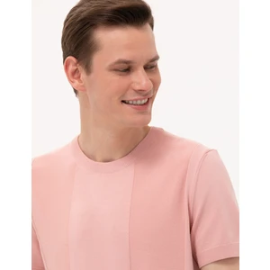 Pierre Cardin Erkek Pembe Slim Fit Bisiklet Yaka Triko Tişört 50268283-VR026